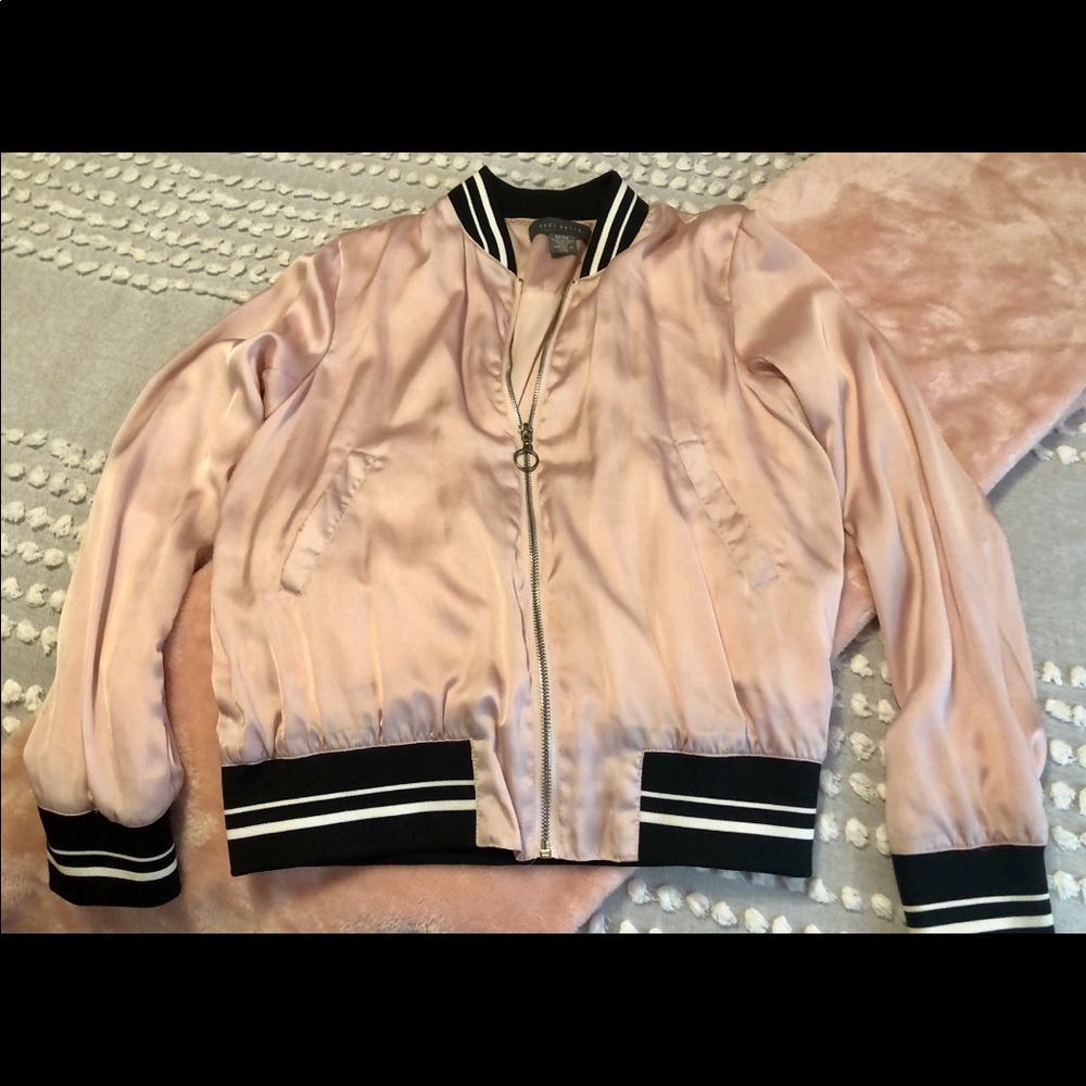 light pink silky bomber jacket